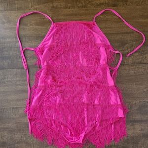 Hot Pink Fringe Romper